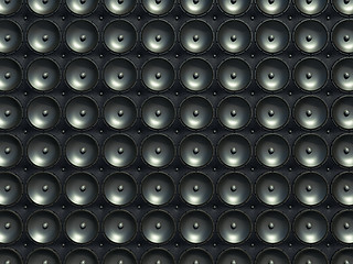 Image showing Sound and stereo: black speakers over leather pattern