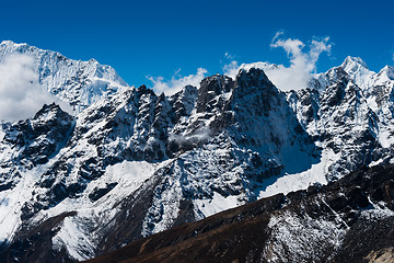 Image showing Mountain ridge scene viewed from Renjo pass in Himalayas