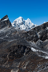 Image showing Mountain range scene viewed from Renjo pass in Himalaya