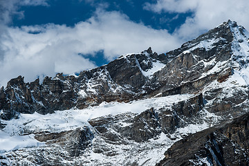 Image showing Rocks and snow viewed from Gokyo Ri summit in Himalayas
