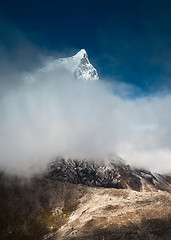 Image showing Cholatse 6335 m peak hidden in clouds