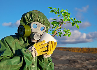 Image showing Biologists and genetically modified plant