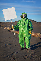 Image showing Scientist chemist with a placard