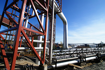 Image showing different size and shaped pipes and valves at a power plant