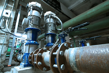 Image showing Equipment, cables and piping as found inside of  industrial powe