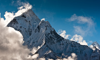 Image showing Mountain peaks and clouds in Himalayas