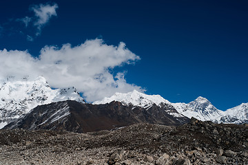 Image showing Snowed Mountain range landscape in Himalayas