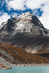 Image showing Mt. Summit and Sacred Lake near Gokyo in Himalayas