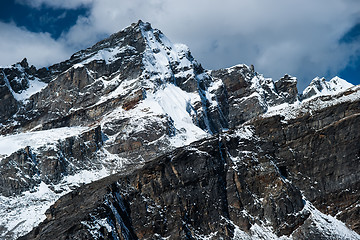 Image showing Rocks and peaks viewed from Gokyo Ri summit in Himalayas