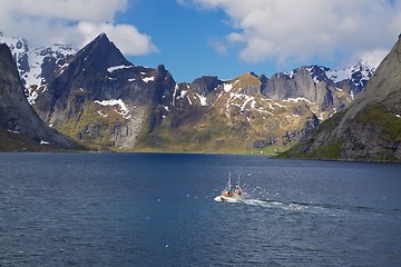 Image showing Fishing boat in fjord