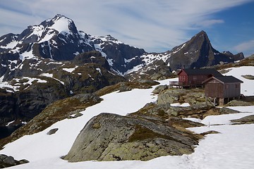 Image showing Mountain hut on Lofoten