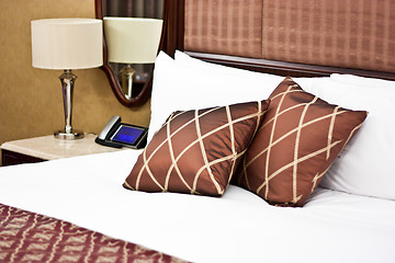 Image showing Pillows in Hotel bedroom