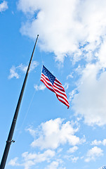 Image showing Half staff American flag