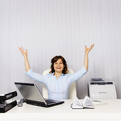 Image showing Happy woman in the office