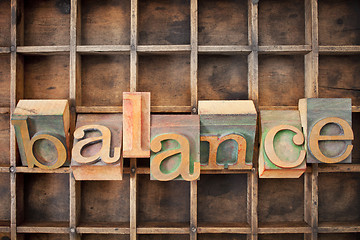 Image showing balance word in wood type