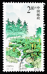 Image showing CHINA - CIRCA 2001: A Stamp printed in China shows the Wild lotus canyon, circa 2001