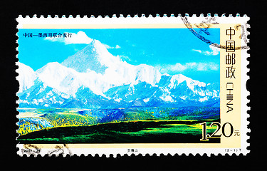 Image showing CHINA - CIRCA 2007: A Stamp printed in China shows Mount GONGGA in Sichuan China, circa 2007