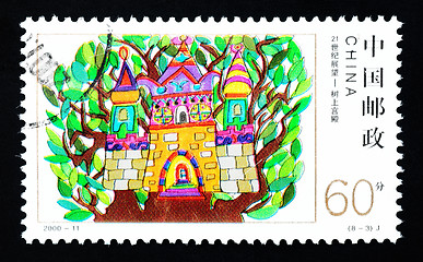 Image showing CHINA - CIRCA 2000: A Stamp printed in China shows Palace in the Tree , circa 2000