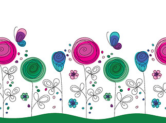 Image showing Artistic colorful seamless flower pattern