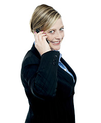 Image showing Portrait of business lady talking on mobile phone