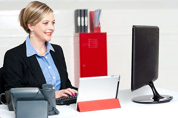 Image showing Confident businesswoman working in office