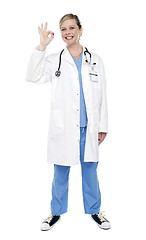 Image showing Female medical specialist gesturing ok sign