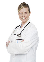 Image showing Female medical specialist posing with crossed arms