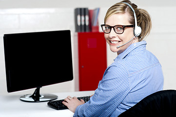Image showing Portrait of cheerful customer support executive