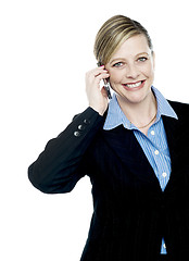 Image showing Smiling businesswoman communicating