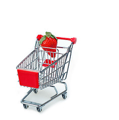 Image showing strawberry on shopping cart