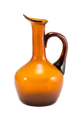 Image showing Jug vase yellow brown glass isolated on white 