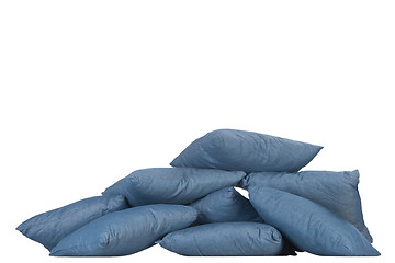 Image showing stack of blue denim pillows