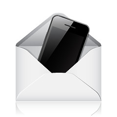 Image showing Modern phone in envelope 