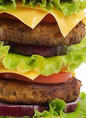 Image showing Tasty Double Cheeseburger close up