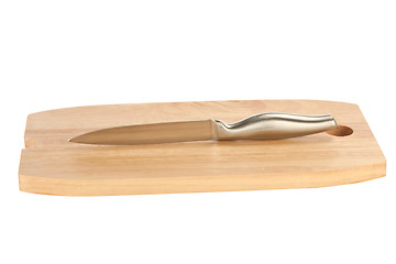 Image showing table knife and wooden cutting board