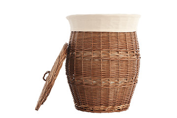 Image showing laundry basket made of rattan