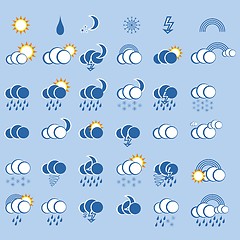 Image showing weather icon set  for web design on blue background