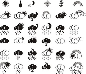 Image showing weather black and white  icon set  for web design