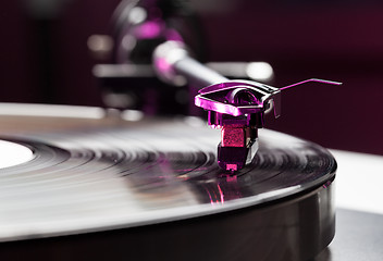 Image showing Vinyl analog record player cartridge and LP