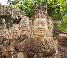 Image showing Demons line entrance to south gate angkor thom