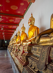 Image showing Row of buddha statues in Wat Po temple