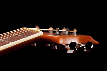 Image showing View down the fretboard of guitar