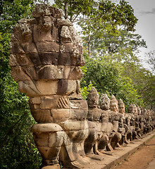 Image showing Warriors line entrance to south gate angkor thom
