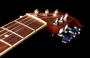 Image showing View down the fretboard of guitar