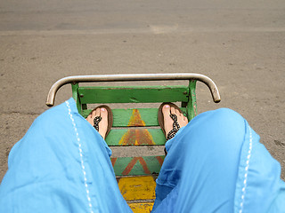 Image showing Customer on cyclo in Phnom Penh