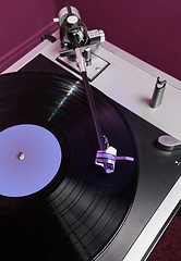 Image showing Vinyl analog record player cartridge and LP