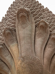 Image showing Carving on wall of Angkor Wat Cambodia