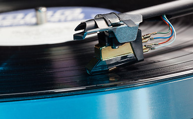 Image showing Vinyl analog record player cartridge and LP