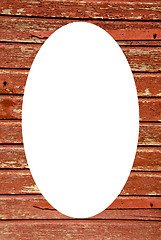 Image showing Old wooden building wall and white oval in center  