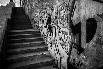 Image showing Old stone staris with graffiti